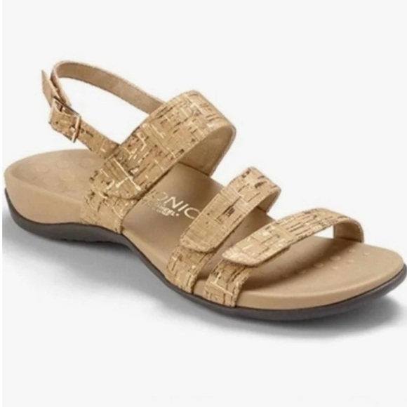 Vionic Shoes - VIONIC Teagan Beach Summer "Cork" Hook/Loop 2 Strap Buckle Slingback Sandal SZ 7